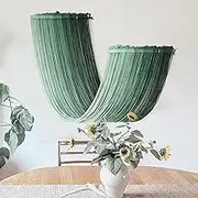 Macrame Wall Hanging Green Yarn Wall Art Boho Decor Textile Tassel Cord Bohemian Home Decor for Home Living Room Bedroom