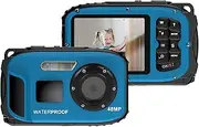 48MP Underwater Camera, Auto Focus Digital Camera with 630mAh Battery, 2.4 Inch IPS Screen, Suitable for Snorkeling (Blue)