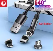 Magnetic 540 Fast Charging Data Cable Cord Charger For Type-C Micro USB iPhone