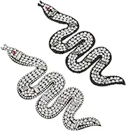 EXAOMBLE 2Pcs Beaded Snake Patch Handmade Decorative Applique for Clothing Bags and DIY Projects Durable Fade Resistant Embellishments Unique Crafting Supplies