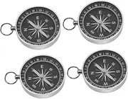 VANZACK 4pcs Aluminum Keychain Compass Portable Pocket Sized Navigation Keychain Survival Pendant Mini Outdoor Compass for Hiking Camping Travel Sports