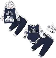 [Borlai] Baby Boy Brother Matching Outfit Big Little Long Sleeve Dinosaur Top Pants Clothes Set