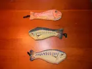 NEW NOS VINTAGE POTHOLDER PUPPET SET OF 3 FISH 1984 SARI FABRICS MADE IN ENGLAND