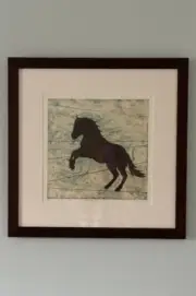 Sheryl Trainor Collagraph with Stencil "The Rising" Framed 21" x 21"