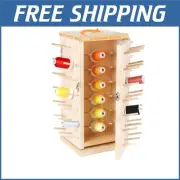 360° Wooden Thread Organizer with Capacity for Mini King Spools and Accessories