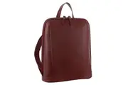 Milleni Ladies Nappa Leather Bag Twin Zip Backpack w/ Zipped Pocket - Cabernet Red