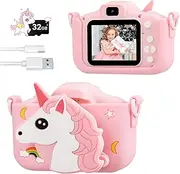 Children's Camera 3 Years, POSO Children's Camera 1080P Selfie Digital Camera, 2.0 Inch Screen Camera for 3-10 Years Boys and Girls, Unicorn Christmas Toy