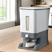 5-Star Chef Cereal Dispenser, 12kg Dry Food Storage Containers Rice Container Grain Dispensers Home Kitchen Organization, Clear Display Window One Press Output Measuring Cup Removable Top Cover