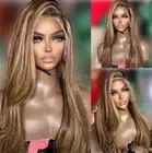 Human Hair Strawberry Blonde Wig Highlighted Lace Front Wig