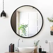 1 Set 70cm Embellir Wall Mirror Makeup Mirror Framed Round Black
