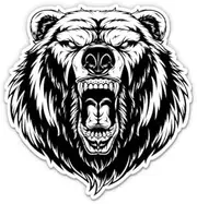 GT Graphics Express Grizzly Bear Angry - 3" Vinyl Sticker - for Car Laptop I-Pad Phone Helmet Hard Hat - Waterproof Decal