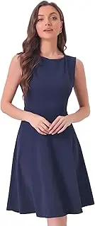 [Allegra K] Women's Sleeveless Sheath Dress Elegant Teacher Business Office Dresses with Square Neck