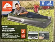 NEW TWIN Ozark Trail Tritech Polyester Built In Pillow Airbed With In-Out Pump.