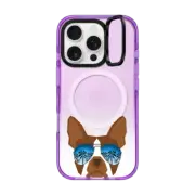 iPhone 16 Pro Impact Ring Stand Case MagSafe Compatible Boston Terrier sunglasses cute ombre clear cell phone case pet friendly pet portrait dog breed tech accessories
