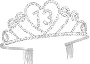 [Outanaya] Hollow Alloy Crown with Rhinestones Number Crown for 13th Birthday Party Birthday Hair Accessory