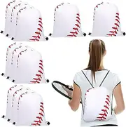 ibasenice 12pcs Drawstring Baseball Backpacks Lightweight Sports Bags for Gym Travel and Outdoor Activities with Stylish Baseball Pattern