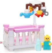 LEGO Baby Minifigure in Girl Crib (With Spinning Mobile) Very Cute
