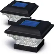 2PK Home Zone Security Solar Post Lights - Outdoor Solar Post Cap Lights - Black