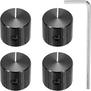 uxcell 4 Pcs Aluminium Potentiometer Knobs, 1/4"(6.4mm) IDx5/8(15mm) ODx1/2(12.5mm) Height Universal Volume Tone Control Knobs for Guitar, Bass, Straight Line Indicator, Black