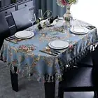 Europe Retro Tassel Tablecloth Oval for Party Event Dining Table Cover Chenille