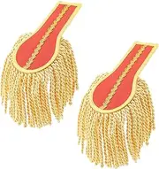 [SUPERFINDINGS] 2Pcs Red Cosplay Ringmaster Shoulder Tassel Shoulder Uniform Fringe Shoulder Golden Link Chain Epaulet Shoulder Brooch Pin Epaulettes Clothes Decor for Men and Women Cosplay Carnival,