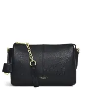 Radley London Hillgate Place Pebbled Leather Chain Zip Top Crossbody -Black