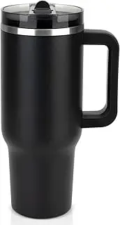 [Sursip] 40oz Tumbler with Handle & Straw, Insulated Stainless Steel Water Bottle for Travel, Gym, Office, Leakproof Flip Straw Lid, Built-in Straw, Cup Holder Compatible, Reusable & BPA-Free Cold/Hot
