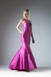 La Divine Fitted mikado mermaid gown with scoop neckline and razorback SZ6 NWTO