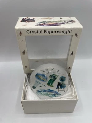 The Leonardo Collection Crystal Paperweight Fishing Boxed New Gift Fisherman