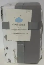 Cloud Island 2 Pack Dark Gray & White Giraffes Fitted Jersey Sheet Crib Set NEW