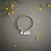 Silver Adjustable Bangle Bracelet with 1 to 6 Engraveable Heart or Pet Charms