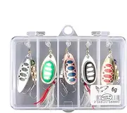 Fishing Lures,Walleye Spinner Bait - Fishing Spinnerbait Metal Spinner Lure Kit with Tackle Boxes for Bass Trout Salmon Walleye