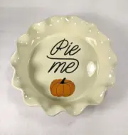 PIE ME, Deep Dish Pie Plate, Ceramic Serving Dish, w/ Pumpkin, NEW & Unused NICE
