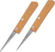 SHINEOFI Ceramic Cutter for Clay Modelling 2pcs Fettling Tool Set Wooden Handle Stainless Steel Blades