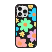 iPhone 16 Pro Impact Case MagSafe Compatible Transparent Floral Pastel Colors 70s Retro Flower Power