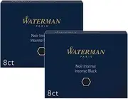 [WATERMAN] PARIS Fountain Pen Ink Cartridges Refill Intense Black Pack of 2 WAT52021 Smooth Flowing and Long Lasting Inks