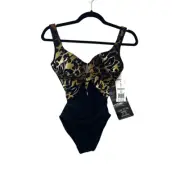 MiracleSuit One Piece Animal Print Color Block NWT Size 8
