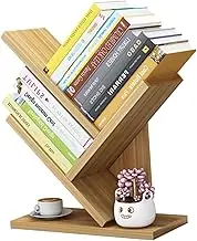 Fuyoula 2 Tier Tree Bookshelf, 3 Shelf Bookcase, Free Standing Tree Bookcase, Display Floor Standing Shelf for Books, Book Organizer Shelves for Home Office, Living Room, Bedroom