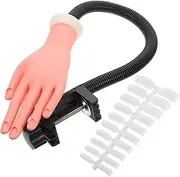 AUTSUPPL 100Pcs Flexible Nail Practice Hand Model with Nail Tips for Nail Art Durable Fake Hand for Beginners Professionals for Manicure Training