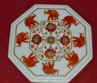 12" Marble Octagon Dining Cofee Center Corner Side Inlay Malachite Table Top w78