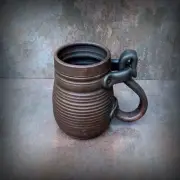 Handmade ceramic beer mug,medieval pottery mug,pottery beer mug,large clay mug