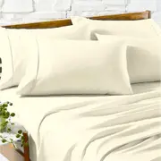Renee Taylor Egyptian Cotton Sheet/Pillowcase Bedding Sleep Set - Ivory