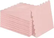 50 Pieces 3-ply Light Pink Napkins Disposable Folded 5 x 5 Inches Scalloped Cocktail Napkins Paper Napkins for Dinner Wedding Birthday Party Pink Dessert Napkins