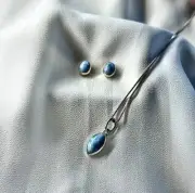 larimar jewelry solid 925 sterling silver Earrings And Pendant Set