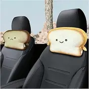 2Pack Stuffed Car Headrest Pillow Toast Bread Plush Car Seat Neck Pillow Sofa Neck Support Pillow for Car Interior Decoration Happy and Unhappy