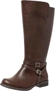 [Glorertl] Extra Wide Calf Knee High Boots for Women, Flat Low Heel Side Zipper Tall Riding Boots Plus Size