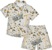 [Caihoyu] Baby-boys Toddler Short Sleeve Button Down Shirt & Shorts Set Toddler Kids Baby Boys Summer Clothes Set