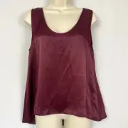 Zara Top Womens Medium Sleeveless Tank Satin Shiny Scoop Neck High Low Flowy New