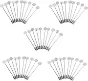 50 Pcs Silver Round Tray Lapel Stick Pin Sewing Pins Brooch Pins Beading Coat Pin Blank Lapel Pin for Boutonniere Craft