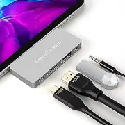 USB C Hub for iPad Air 2020, CableCreation Aluminum 4 in 1 USB-C Hub with 4K HDMI HDR, USB 2.0, 3.5mm Audio and 100W PD, Compatible for iPad Pro 2020, 2018, MacBook Pro/Air 2020, 2019, Dell XPS 13, 15